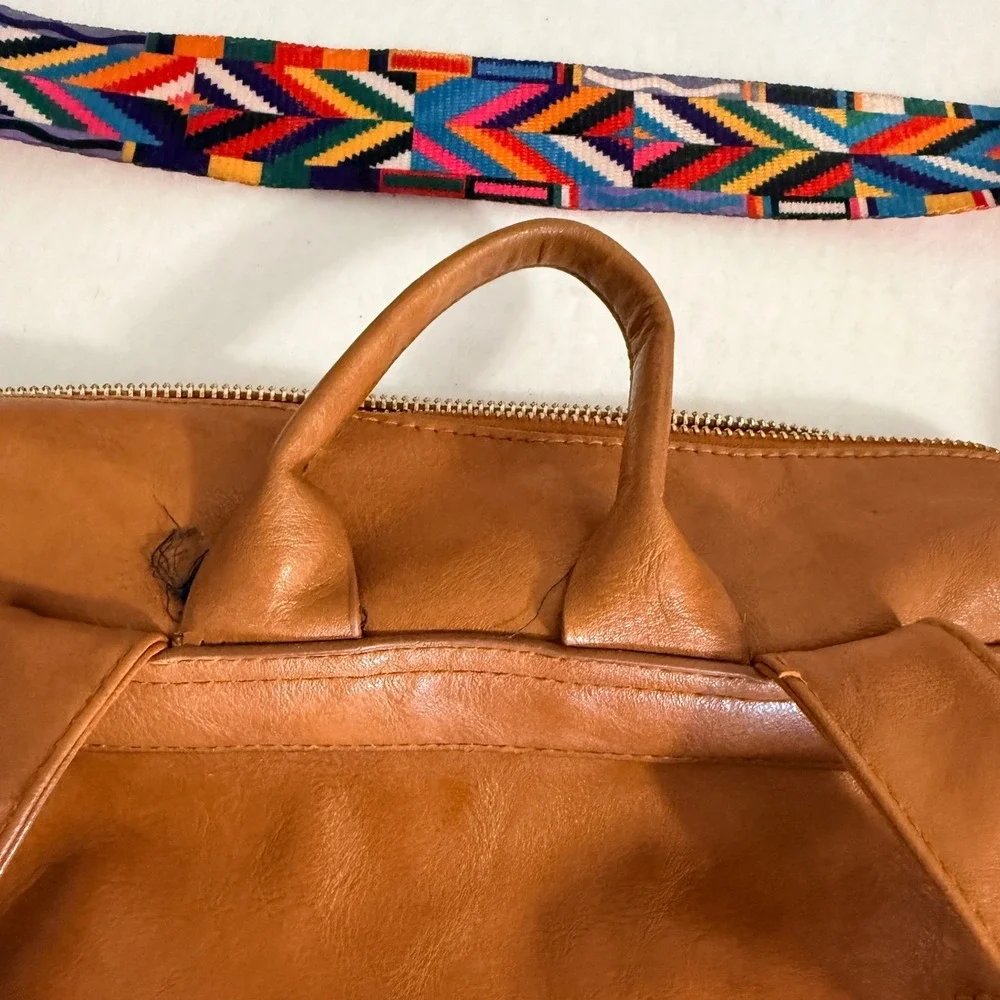 Unbranded Backpack Purse Women Large Brown Faux Leather Convertible Guitar Strap